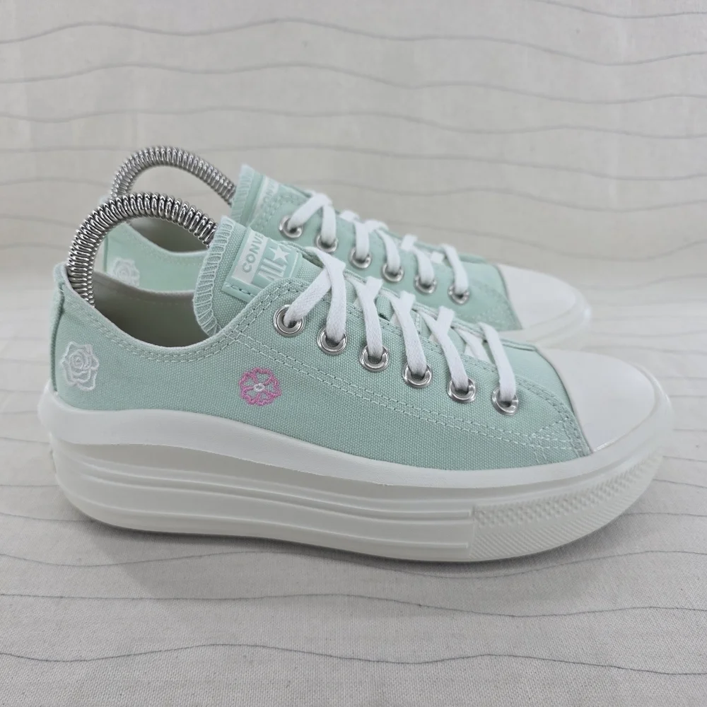 Converse Womens Move Summer Aloe Green Embroidered Platform Shoes A10823C Size 6 - Picture 1 of 10